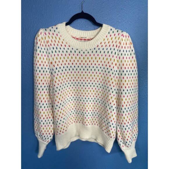 Marine Layer Rainbow Puff Sleeve Crewneck Sweater Large MSRP$178 - Picture 9 of 17